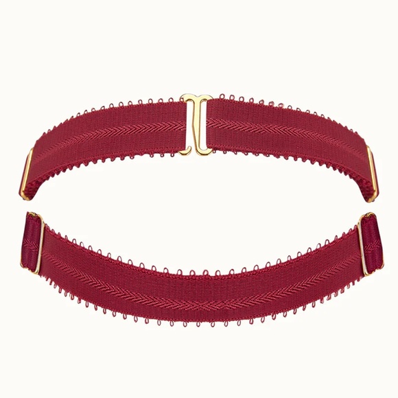 Tisja Damen 'Gaia' 4 piece set, bralette, brief, collar & garters, Red, S / M - Picture 11 of 16